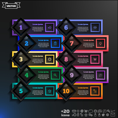 Dark infographic with diagram business template vector 13 template infographic diagram dark business   