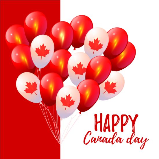 Canada day background with balloons vector 03 Canada balloons background   