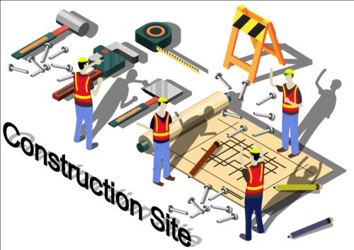 Construction site isometry infographic vector 14 site isometry infographic construction   
