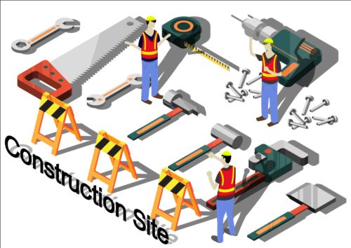 Construction site isometry infographic vector 03 site isometry infographic construction   