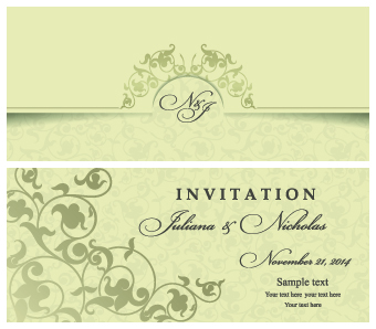 Retro floral wedding invitation cards vector 01 wedding Retro font invitation cards invitation   
