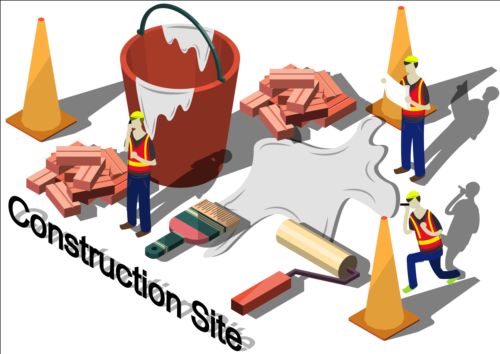 Construction site isometry infographic vector 02 site isometry infographic construction   
