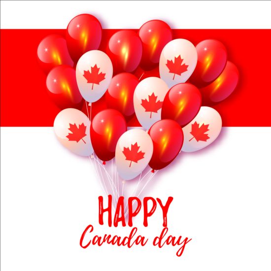 Canada day background with balloons vector 02 Canada balloons background   