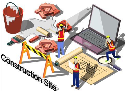Construction site isometry infographic vector 01 site isometry infographic construction   