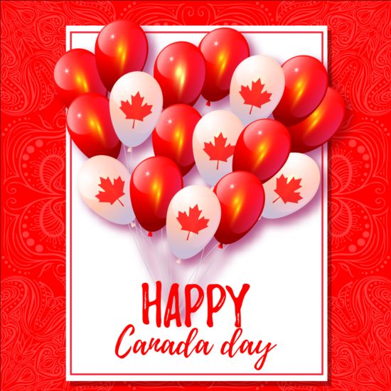 Canada day background with balloons vector 01 Canada balloons background   