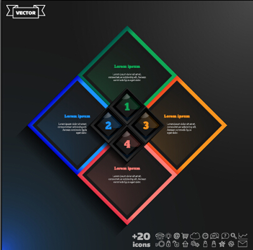 Dark infographic with diagram business template vector 19 template infographic diagram dark business   