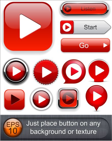 Shiny red buttons web vector set 04 web shiny buttons   