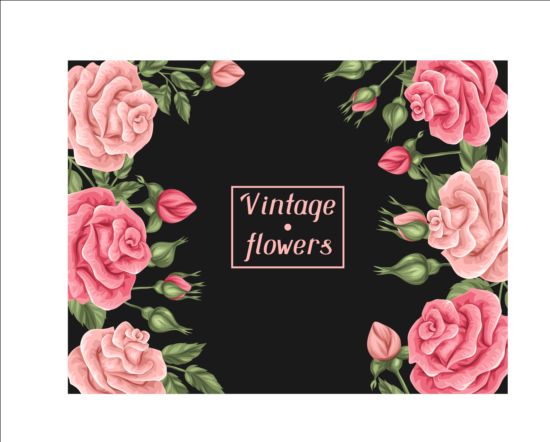 Vintage pink flower frame vector vintage pink frame flower   