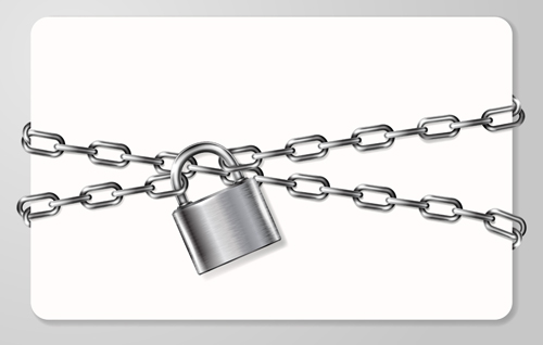 Metal chain and padlock with business card vector padlock metal chain card business   