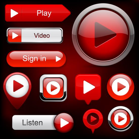 Shiny red buttons web vector set 01 web shiny buttons   