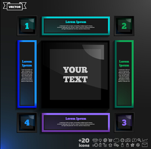 Dark infographic with diagram business template vector 05 template infographic diagram dark business   