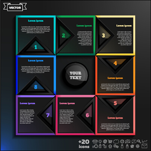 Dark infographic with diagram business template vector 04 template infographic diagram dark business   
