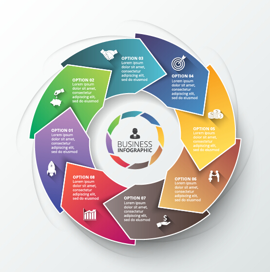 Modern circular infographics vector design set 12 modern infographics circular   