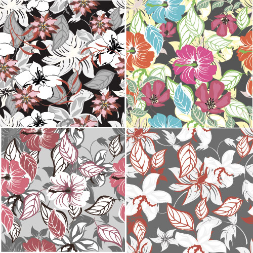 Flower vintage vector seamless pattern set 01 seamless pattern flower   