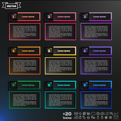 Dark infographic with diagram business template vector 02 template infographic diagram dark business   