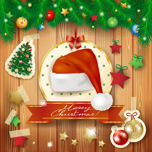 2014 Christmas baubles and wooden background set 02 wooden wood santa christmas background   