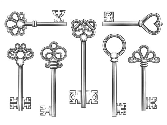 Vintage keys vector set 02 vintage keys   