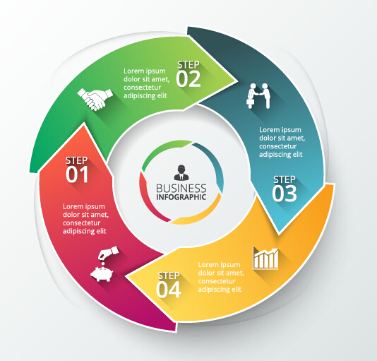 Modern circular infographics vector design set 09 modern infographics circular   