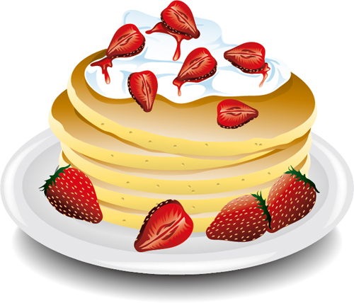 Pancake with strawberry vector material 03 strawberry Pancake   