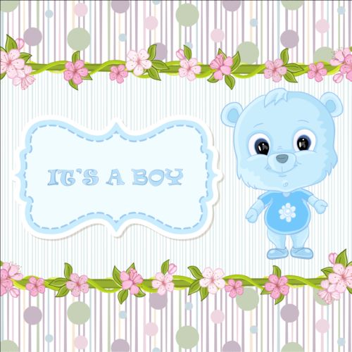 Cute floral border with baby card vector 06 floral cute card border baby   