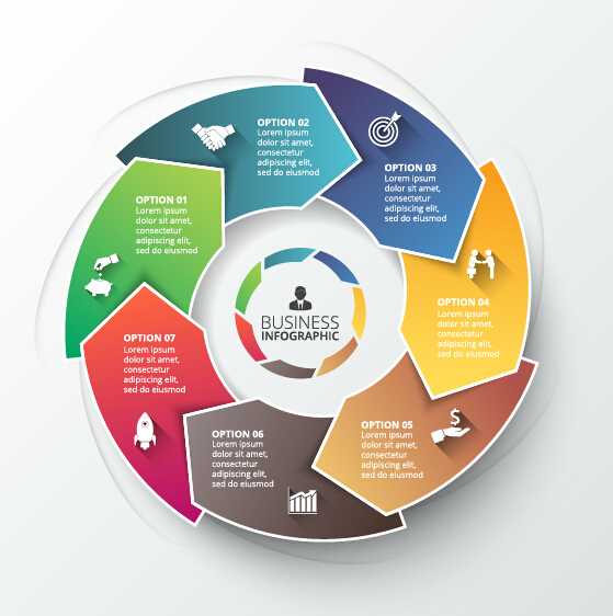 Modern circular infographics vector design set 08 modern infographics circular   