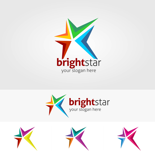 Abstract star logos vector set 05 star logos abstract   