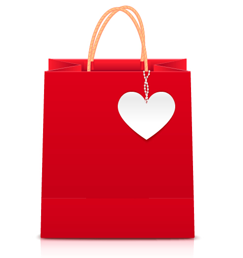 Red shopping bag with heart vector shopping bag shopping heart   