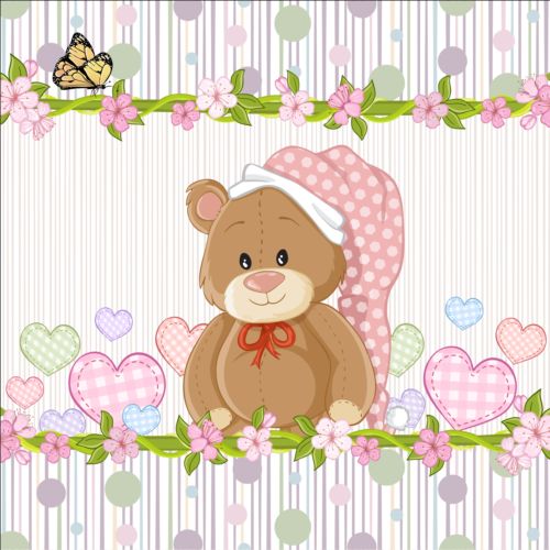 Cute floral border with baby card vector 04 floral cute card border baby   