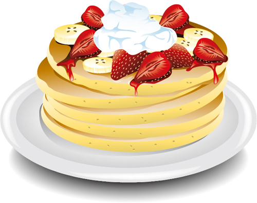 Pancake with strawberry vector material 01 strawberry Pancake   