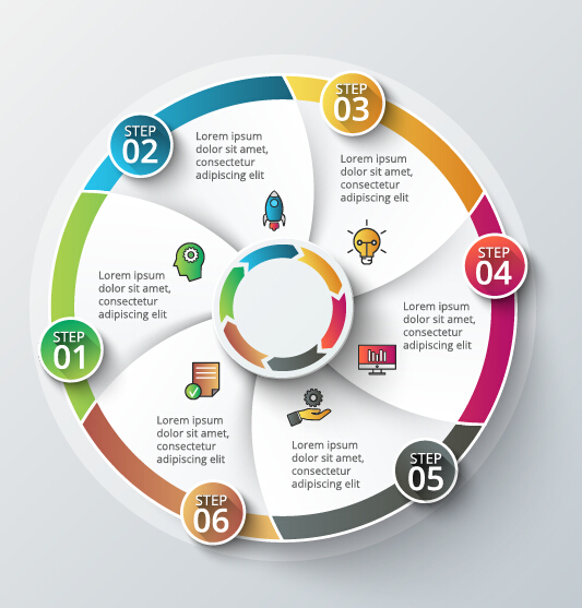 Modern circular infographics vector design set 04 modern infographics circular   