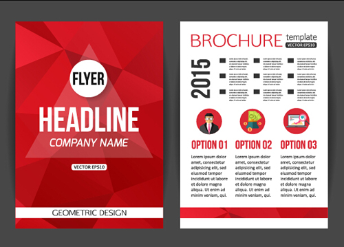 Red styles flyer and cover brochure vector 01 Red style flyer brochure   