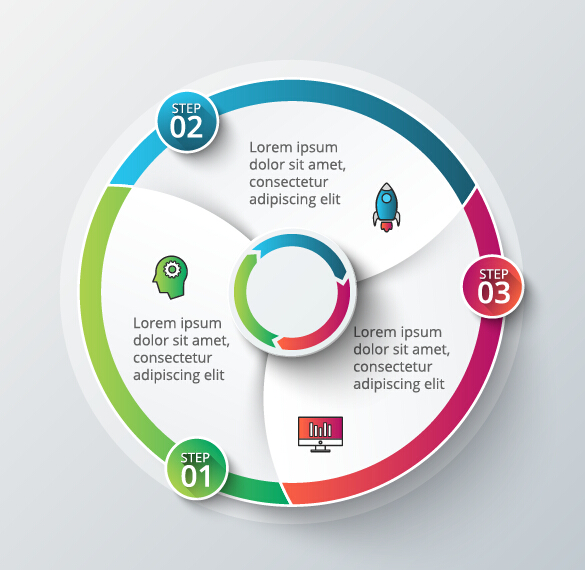 Modern circular infographics vector design set 03 modern infographics circular   