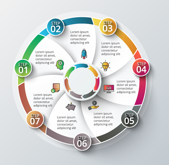 Modern circular infographics vector design set 02 modern infographics circular   