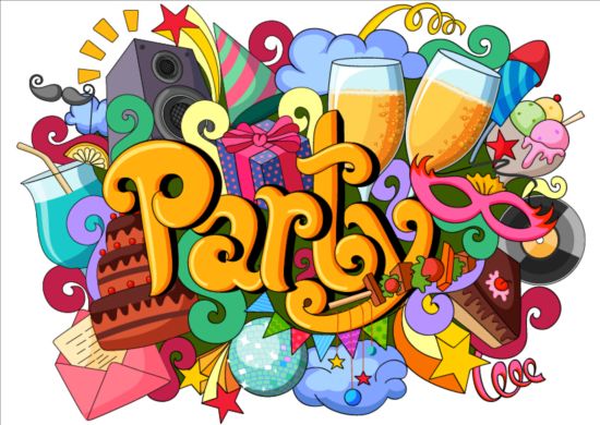 Party doodle vector illustration party illustration doodle   