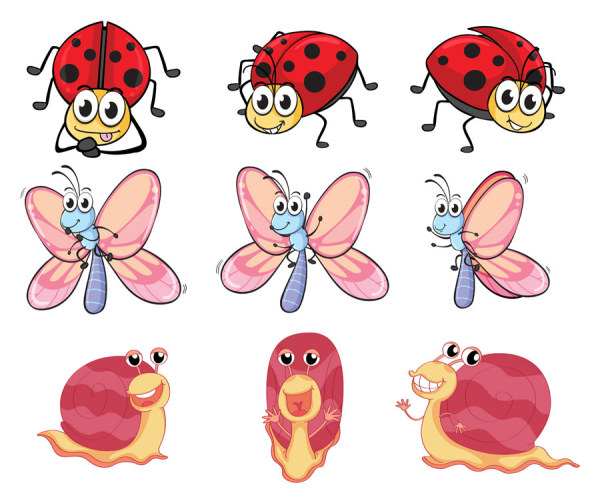 Funny Cartoon Insects vector set 06 insects insect funny cartoon   
