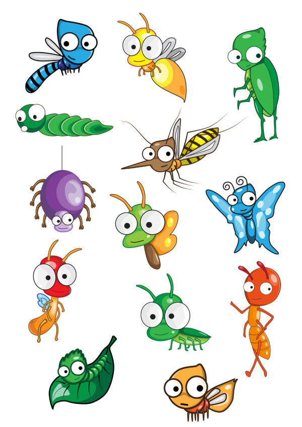 Funny Cartoon Insects vector set 05 insects funny cartoon   