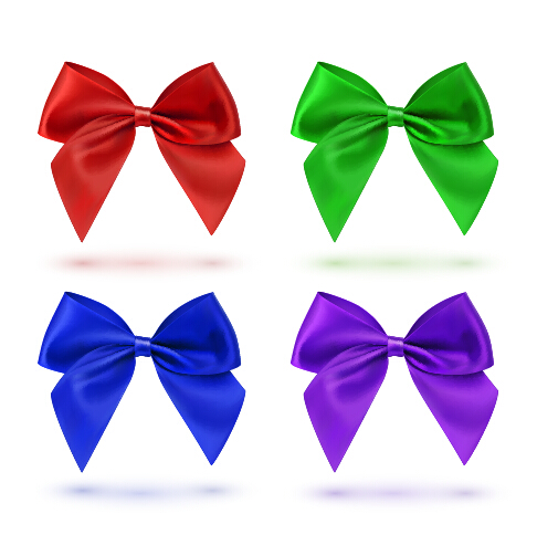 Beautiful colored bow vectors set 02 colored bow beautiful   