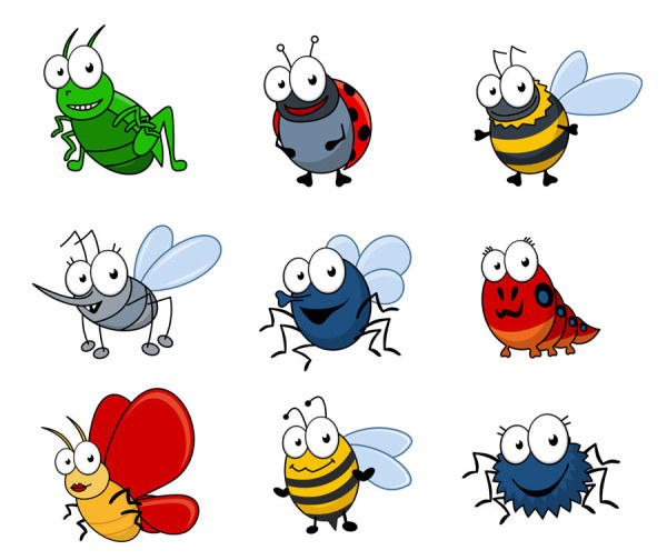 Funny Cartoon Insects vector set 04. insects insect funny cartoon   