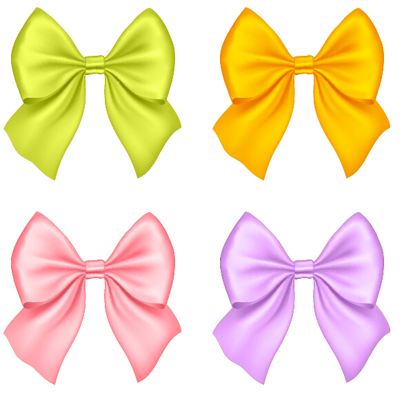 Beautiful colored bow vectors set 01 colored bow beautiful   