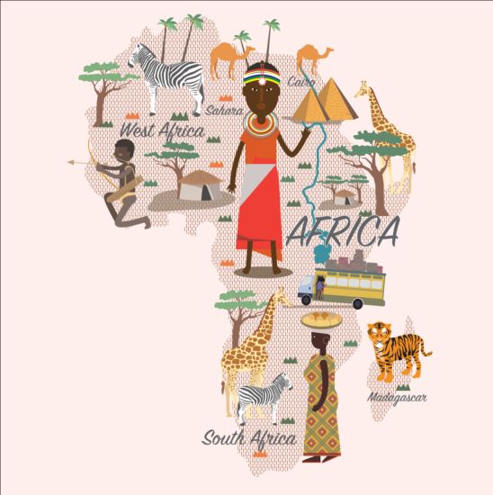 Africa map with infographic vector 01 map infographic Africa   