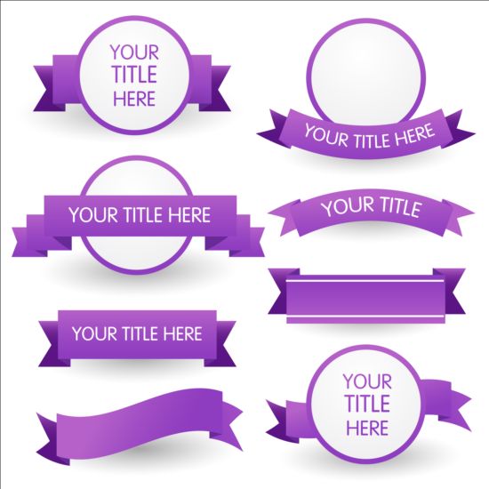 Round label with purple ribbon vector round ribbon purple label   