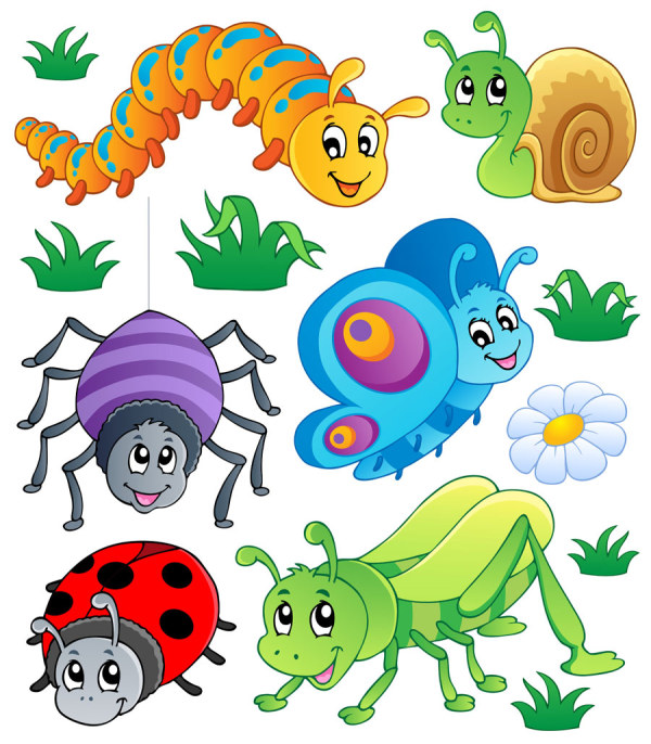 Funny Cartoon Insects vector set 02 insects funny cartoon   