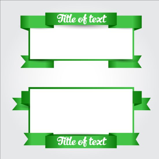 Green ribbon with blank banners vector ribbon green blank banners   