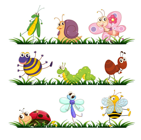 Funny Cartoon Insects vector set 01 insects funny cartoon   
