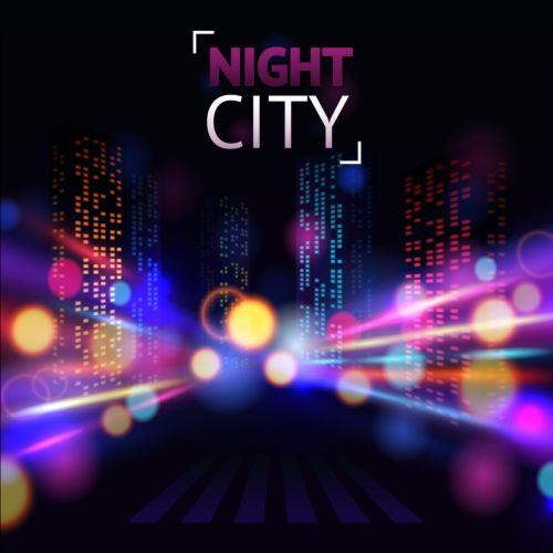 Charming city night scenery vector 04 scenery night city Charming   