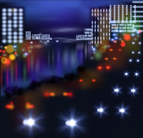 Charming city night scenery vector 03 scenery night city Charming   