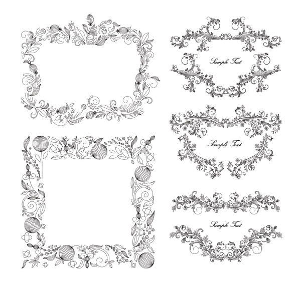 classical floral frame vector pattern classic border   