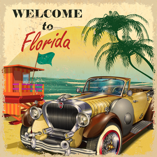 Retro car travel poster vector graphics 14 travel Retro font poster graphics car   