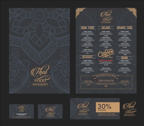 Restaurant menu with cards vector design 03 restaurant menu cards   