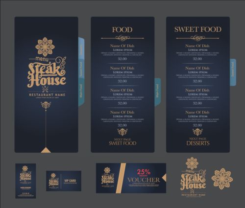 Restaurant menu with cards vector design 02 restaurant menu cards   